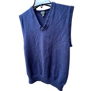 J. Crew Mens VNeck Sweater Vest Navy Blue 100% Merino Wool Academia Preppy Class